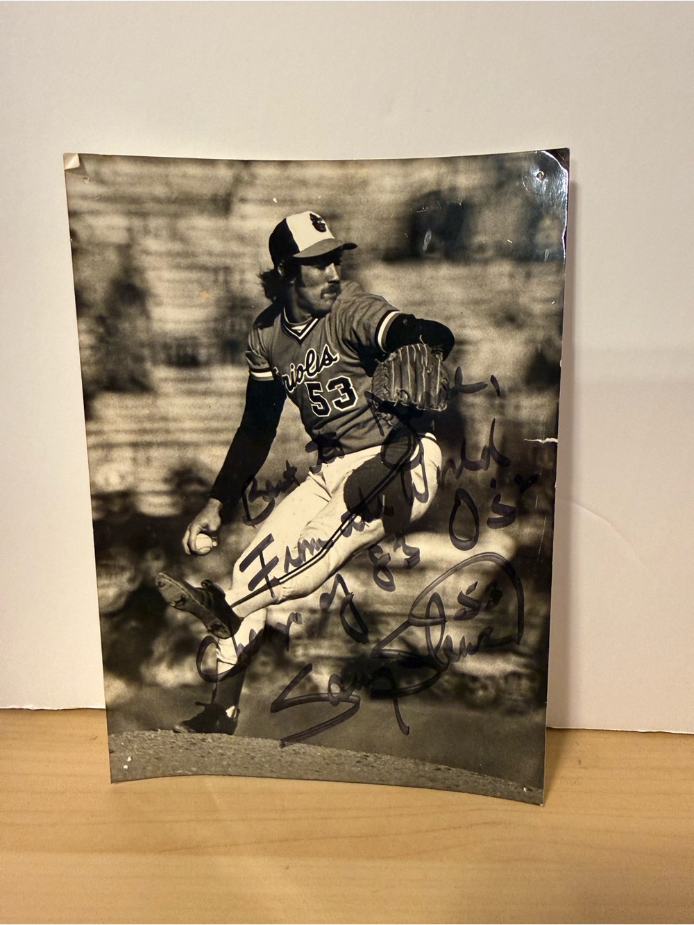Signed Black & White Baseball Photo - Orioles Pitcher